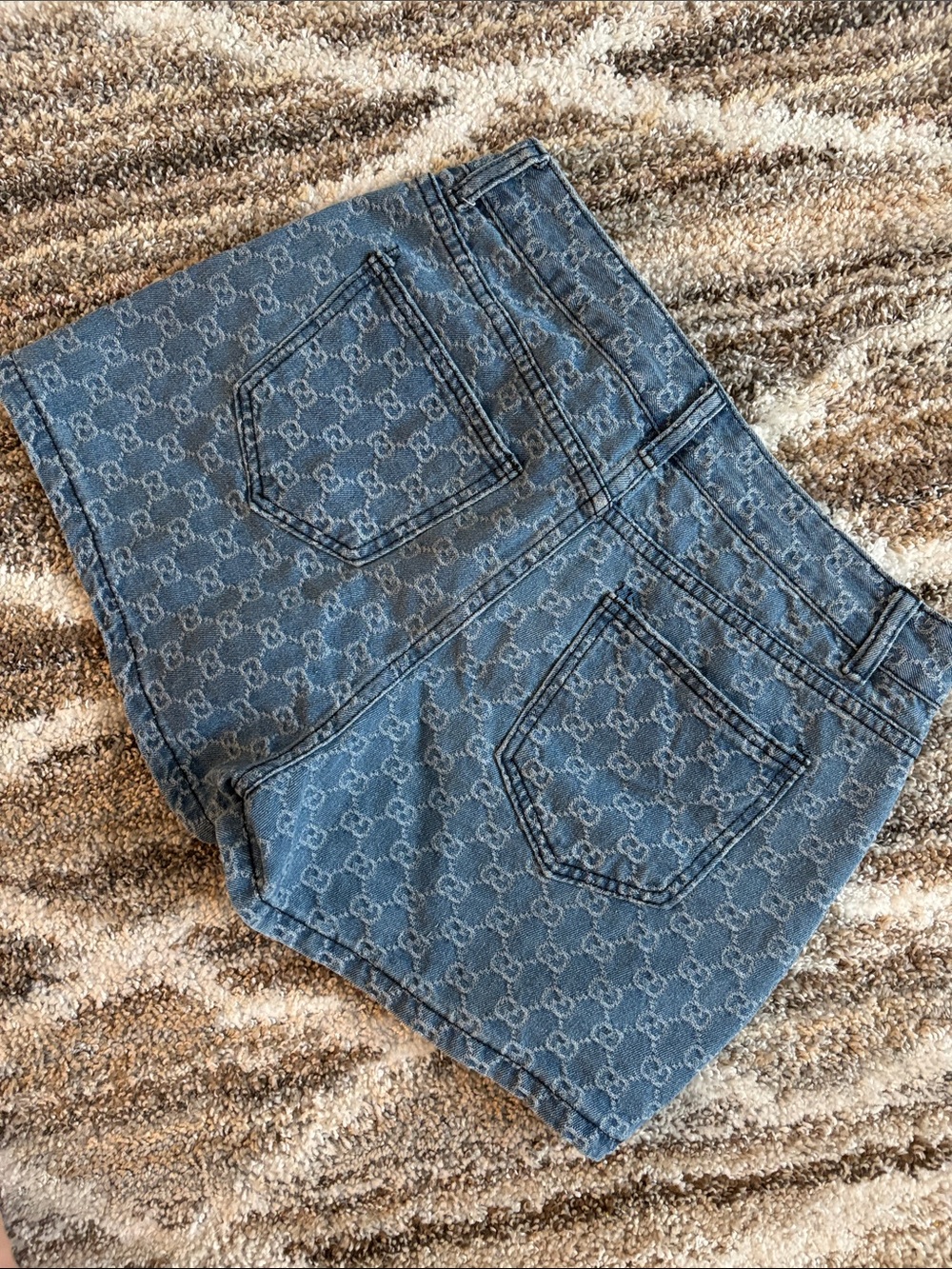 Denim Logo-Print Women’s Shorts in Blue - Picture 4 of 4